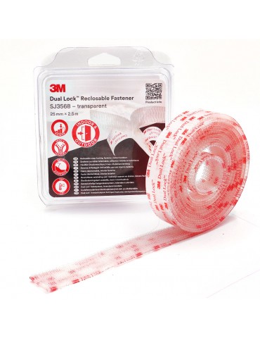 3M™ Dual Lock™ SJ356B Επανακλ/νο Σύστ. Στερέωσης  ΔΙΑΦΑΝΕΣ, 25mmx2.5m